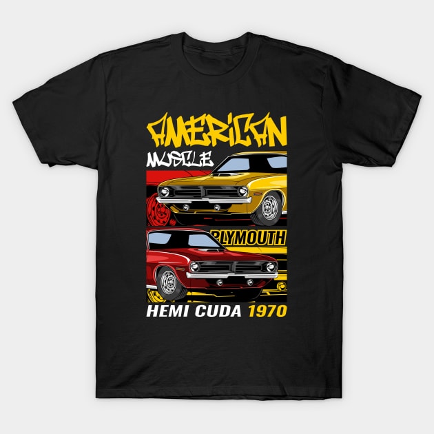 1970 Hemi Cuda Muscle Car T-Shirt by milatees